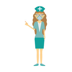 female nurse mask medical glasses vector illustration eps 10