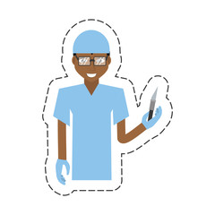 cartoon afro american man surgeon  scalpel vector illustration eps 10