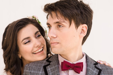 couple on white background. Falling in love