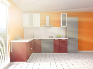 Fototapeta na wymiar Kitchen interior. 3d illustration