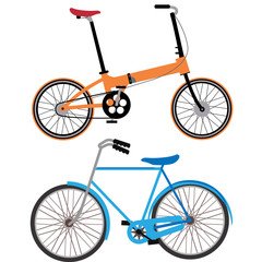 Obraz premium Set riding bikes isolated on white background.