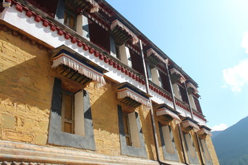 Fototapeta na wymiar Amdo Tibetan Labrang Monastery Windows China Gansu Tibet Xiahe ancient historical decoration 