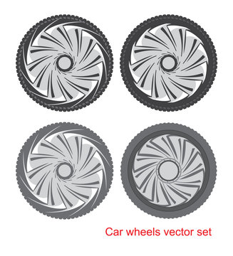 Car wheels vector set.