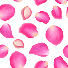 Seamless pattern: petals of pink flowers. Watercolor imitation.