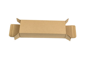 Package brown cardboard box for long items. Mockup, isolated