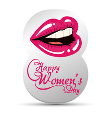 happy womens day eight with lips girl vector illustration eps 10