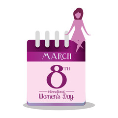 international womens day calendar march girl vector illustration eps 10