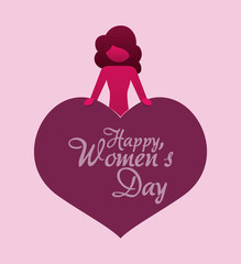 happy womens day girl heart greeting vector illustration eps 10