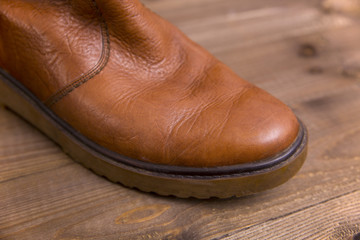 The old leather shoes