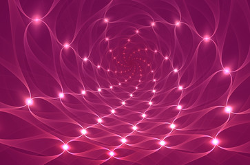 Fractal abstract background with lights arranged in a spiral