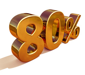 3d Gold 80 Eighty Percent Discount Sign