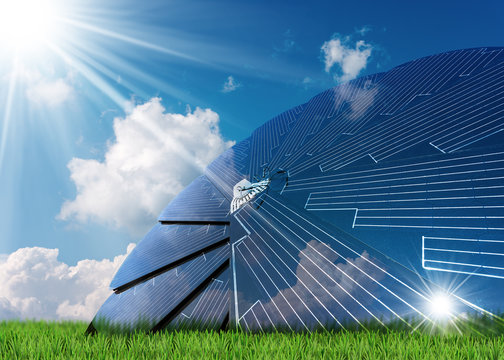 Solar Energy - Solar Panel on Green Grass
