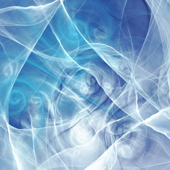 Blue mystic transparent smoke. Abstract soft wave background with twirl and swirl  for creative design. Cool decoration of a desktop, interior, album cover, booklet, flyer, wallpaper. Fractal art