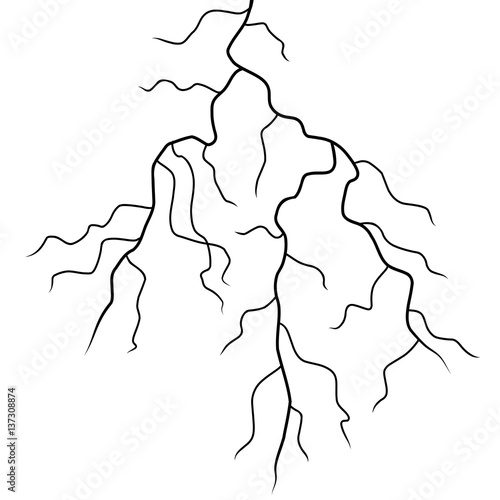 "Zeichnung Blitz / schwarz-weiß, Vektor, freigestellt" Stock image and