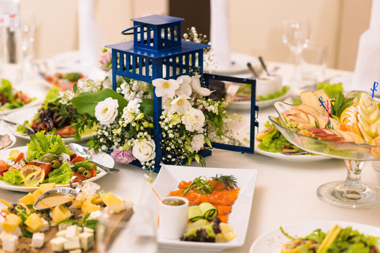 Served wedding banquet table