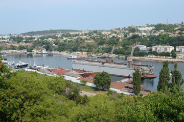 Fototapeta na wymiar Aerial view of the industrial port