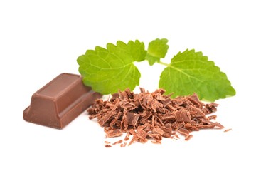 Chocolate on white background.