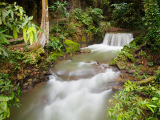waterfall and Wooden bridge at Than Bok Khorani National Park Krabi Thailand