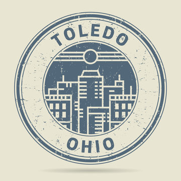 Grunge rubber stamp or label with text Toledo, Ohio