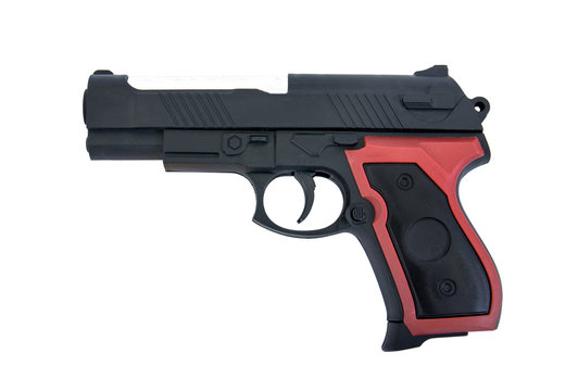Gun toy isolated on white background.Pistol gun toy isolated.Handgun toy isolated