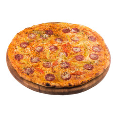 spicy huge pizza with salami