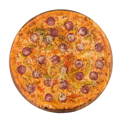 spicy huge pizza with salami