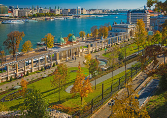 The renovated Varbazar in Budapest Hungary in autumn