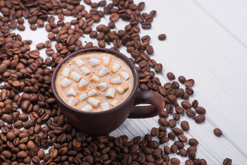 vintage coffee cup with marshmallow