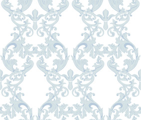 Vintage Baroque damask floral pattern acanthus Imperial style. Vector decor background. Luxury Classic ornament. Royal Victorian texture for wallpapers, textile, fabric. Blue color