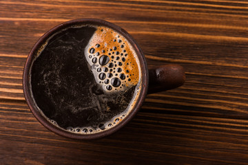 double americano in black coffee cup