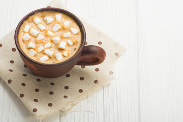 tasty coffee cup with marshmallow