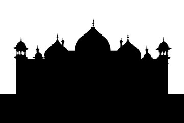 black and white mosque silhouette