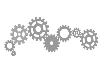 Illustration of different types of cogs on white background