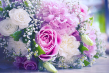 Beautiful bunch of flowers in pastel tone