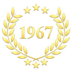 Lauriers 3 &eacute;toiles 1967 sur fond blanc 