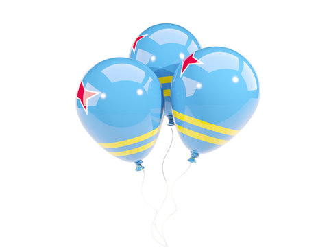 Three balloons with flag of aruba
