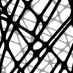 Seamless abstract volumetric transparent background black connected lines