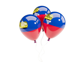 Three balloons with flag of liechtenstein