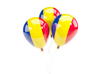Obraz premium Three balloons with flag of romania