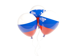 Naklejka premium Three balloons with flag of russia