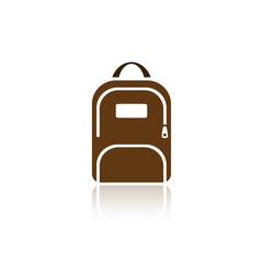 Color backpack icon with reflection on white background
