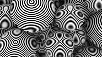 Fototapeta na wymiar Optical illusion pattern on 3d spheres