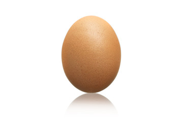Single brown chicken egg isolated on white