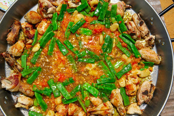 Paella from Spain recipe process vegetables