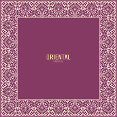 Vector oriental frame. Square vintage card for design. Premium background in luxury style.