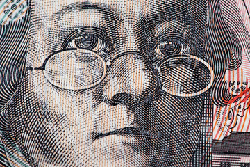 Portrait of Mary Reibey - Australian 20 dollar bill closeup.