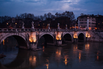 Ponte Sant'Angelo at evening in Rome, Italy