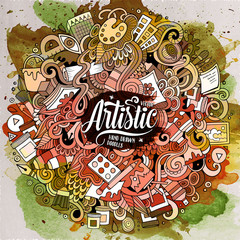 Cartoon cute doodles hand drawn Artistic illustration