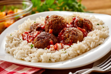 Spicy German frikadellen or meatballs
