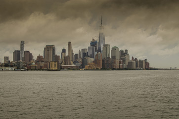 Fototapeta na wymiar New York City Manhattan skyline of the city taken from the river